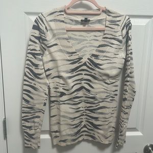 Express V Neck Zebra Print Sweater